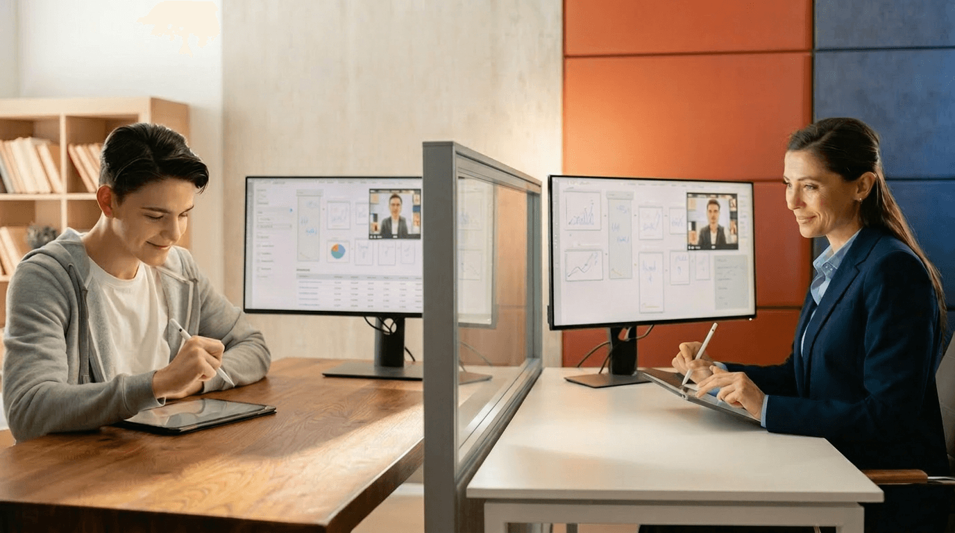 Esempio di lezione online con docente e studente